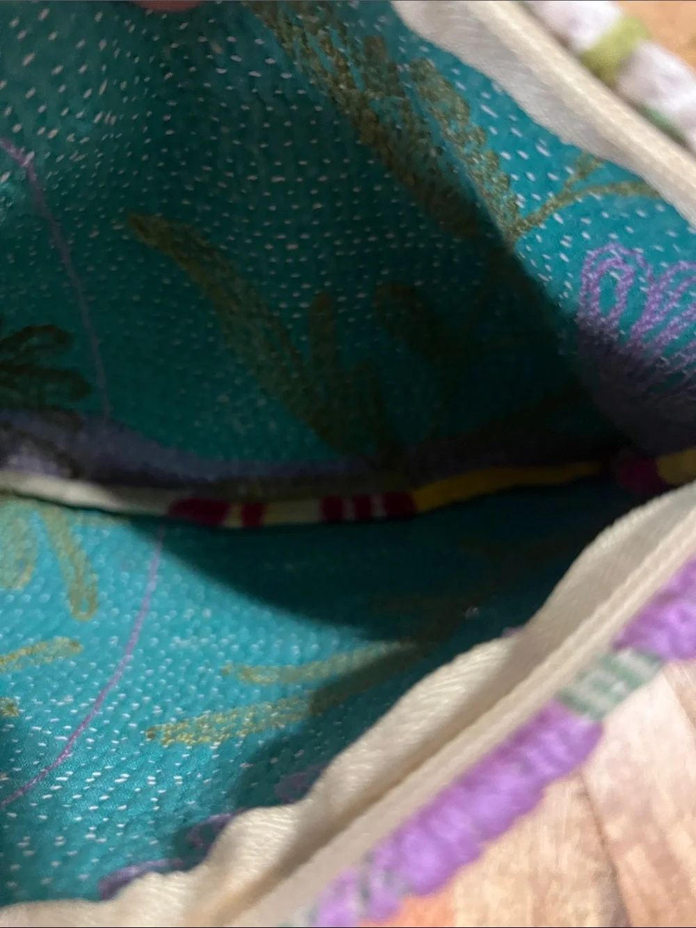 Kantha Hand Embroidered Floral Zip Pouch